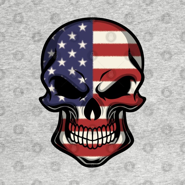 FLAG OF THE USA ON SKULL EMBLEM by VERXION